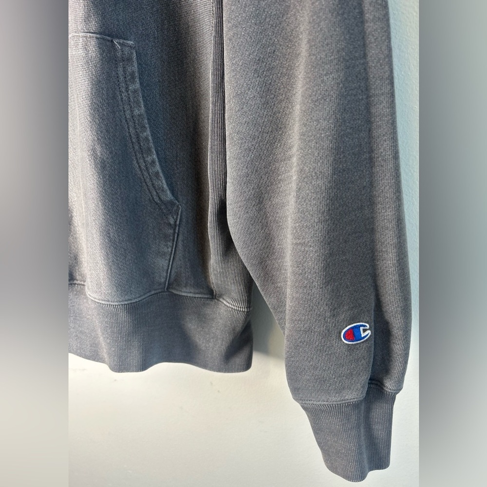 Vintage Champion Reverse Weave Mens Hoodie Dark Gray Sweatshirt Big Logo Size M - Picture 6 of 8